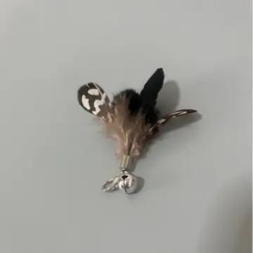 Cat Teaser Wand Replacement Head with Natural Feathers and Bell - 3
