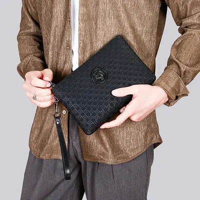2026 Woven Pattern Men's Clutch Bag Casual Handbag Clutch New High-End Hand Bag Men's Envelope Bag Phone Bag Men