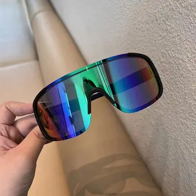One-Piece Cycling Sunglasses for Men and Women, Windproof, Silver Frame - 10