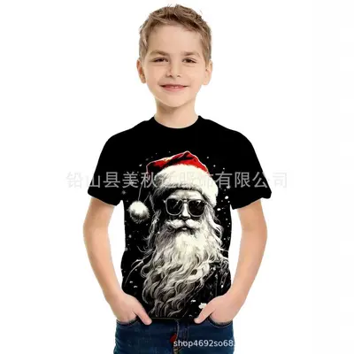 Kinder-T-Shirt mit Weihnachtsmotiv, Kurzarm
