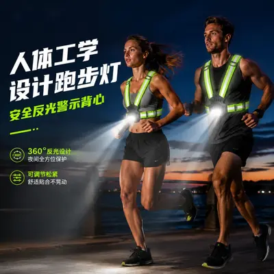 Sensor Running Light with USB Rechargeable Reflective Vest and LED Headlamp