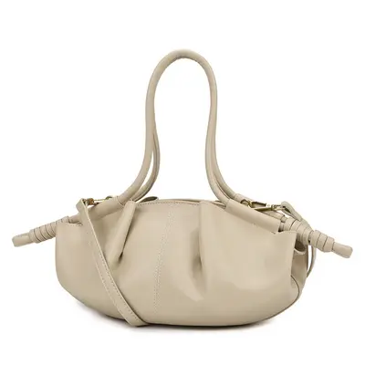 Women's Single-Shoulder Bag, Soft Leather Cloud-Shaped Crossbody Bag - 7
