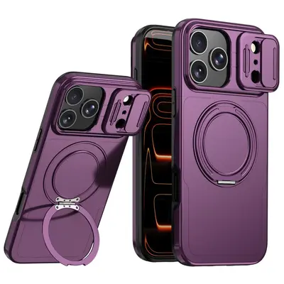 iPhone 18 Pro Case with 2-in-1 Sliding Lens and 360° Stand - 13
