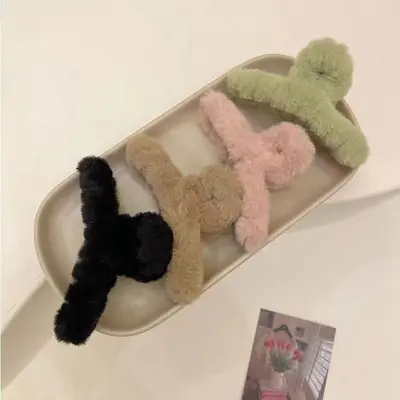 Plüsch-Haarspange hochwertiger koreanischer Stil große 12 cm Haarspange für die Rückseite des Kopfes Haiclip faule Haarspange - 4