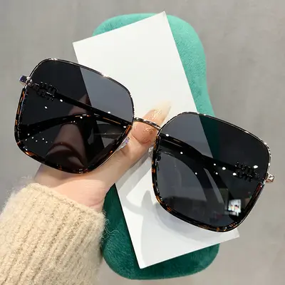 19133 Semi-Rimless Metal Polarized Sunglasses, Coffee Frame - 5