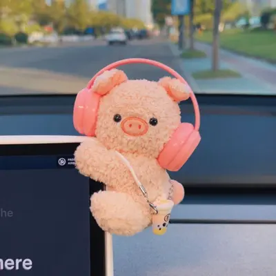 Plüsch-Clip-Figuren Schweinchen und Hündchen für Bildschirmdekoration - 4