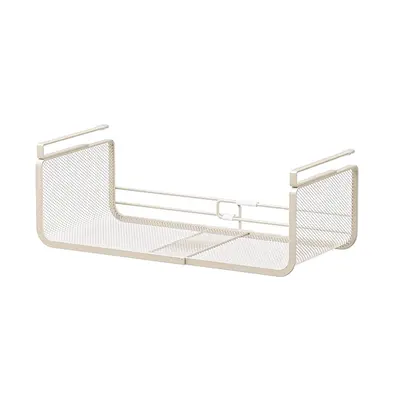 Expandable kitchen storage shelf with hanging basket - 6