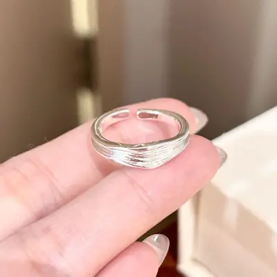 简约锆石素圈戒指女小众轻奢高级感食指戒不掉色开口指环新品 - 8