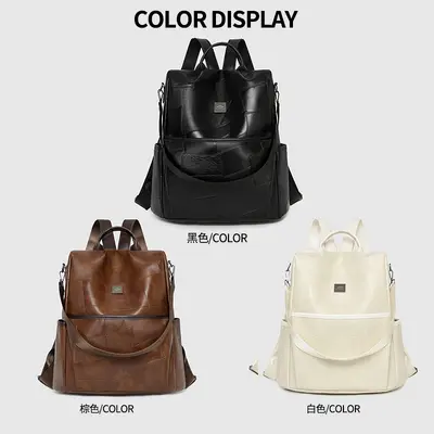 Retro Fashion PU Women's Backpack, Personalizable - 5