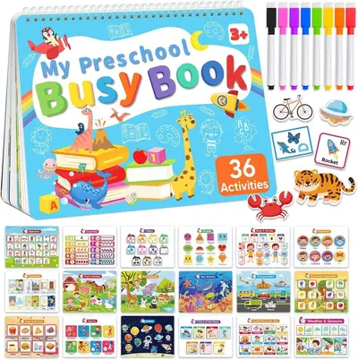 Children's Portable Travel Interactive Quiet Book, Safe and Durable, Tear-Resistant, Kindergarten Readiness Educational Gift