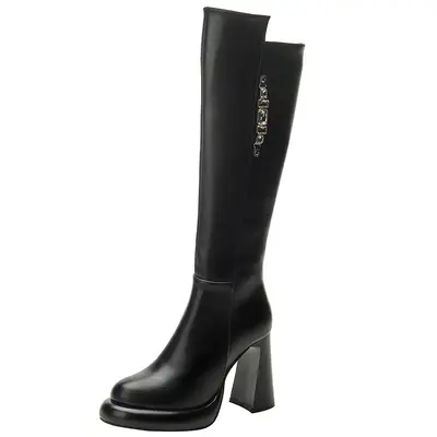 2024 New Genuine Leather Plus Size Over-the-Knee Women's Boots, High Heel