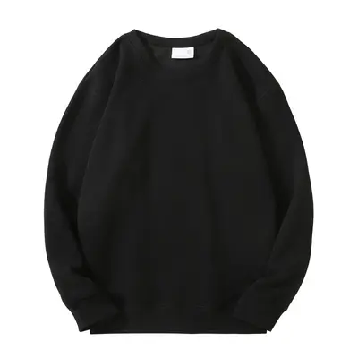 320G schwere chinesische Baumwolle verdickt einfarbiger Pullover Herren Herbst und Winter Übergroße niedrige Schulter modische Marke lockerer Rundhals-Pullover - 9