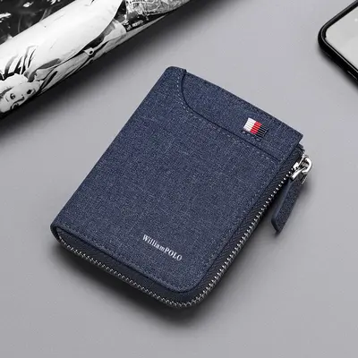Yinghuang Paolo Men's Short Canvas Wallet with Multiple Card Slots and Coin Pocket - 6