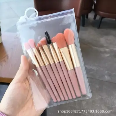 Make-up-Pinsel-Set bestehend aus 8 kleinen Beauty-Tools, tragbares Set mit Lidschatten-Pinsel, Foundation-Pinsel, Lippen-Pinsel, Puder-Pinsel für loses Puder, Rouge-Pinsel - 7