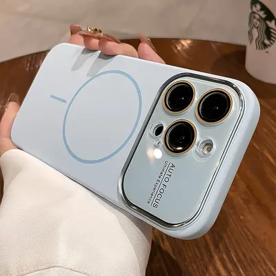 Büyük Pencereli iPhone 16 Pro Max Uyumlu Sıvı Silikon Manyetik Telefon Kılıfı - 7