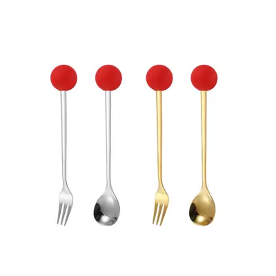 Stainless Steel Cartoon Fruit Spoon and Fork Set for Kids - 10
