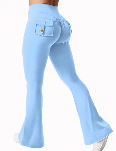Cepli Kalça Kaldırıcı Yoga Pantolonu, Kadın Çan Paça Fitness Tayt - 13