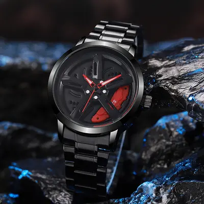 Men's quartz watch, waterproof, automatic movement, wheel design