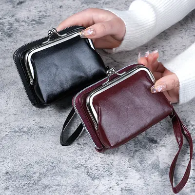 Women's Wristlet Short Wallet with Large Coin Pouch and Card Slots