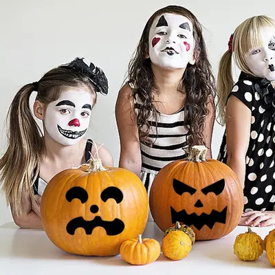 Halloween Pumpkin Face Decoration Stickers, Self-Adhesive