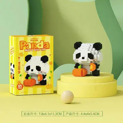 Kompatible Bausteine mit Kleiner-Panda-Figur, Blumenpuppe Dekoration - 13