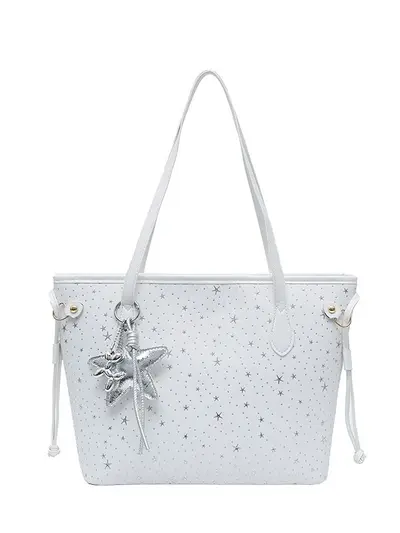 Korean Style Large-Capacity Women's Tote Bag with Star Design, Single Shoulder - 6