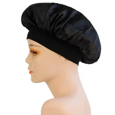 Women's Satin Chemo Sleep Cap, Wide-Brim Stretch Knit Hat - 7