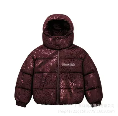 Women's Black Leopard Print Hooded Short Winter Coat, Waterproof Thick Cotton Jacket - 10