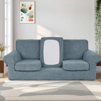 Amazon Grenzüberschreitend Baumwoll-Fleece Jacquard Zopfmuster Fünf-teiliger Sofabezug Vollumhüllung Elastischer Kombinations-Sofabezug