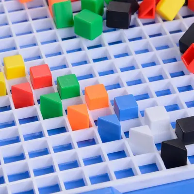 Plastic Snap-Together Square Building Blocks for Early Childhood Education