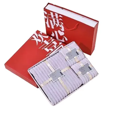 Three-piece towel set candy stripe premium gift box