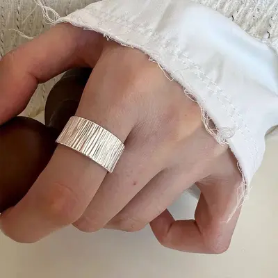 925er Silber asymmetrischer geometrischer Ring für Zeigefinger - 2