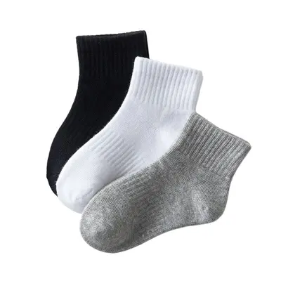 Children's White Sports Socks, Sweat-Absorbing, Mid-Calf