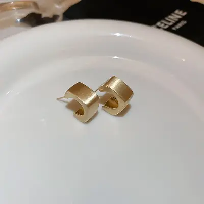 Gold-plated silver bead stud earrings, metal style - 12