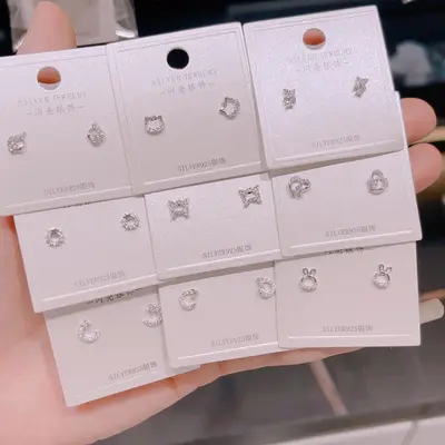 S925 silver women's mini stud earrings, Korean style