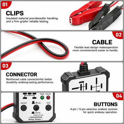 Car Relay Tester, 4-Pin and 5-Pin Relay Analyzer, 12V - 2