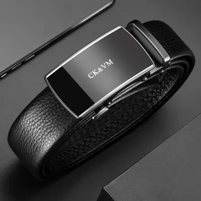 Guangzhou Genuine Leather Men's Belt with Automatic Buckle, Full Grain Cowhide Waist Belt, Premium Quality Men's New Style - 9