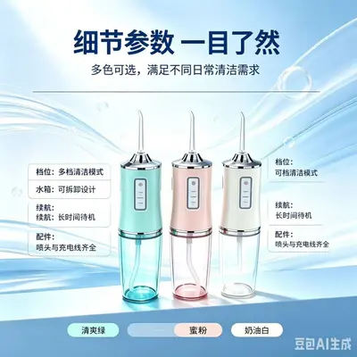 跨境替换头便携式家用电动冲牙器洗牙器成人水牙线IPX7防水清洁