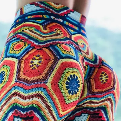 Hochtaillierte Sport-Leggings mit Wassertropfen-Print, Yogahose - 11