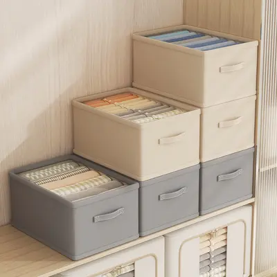 Drawer wardrobe storage box, lidless, cotton linen fabric - 3