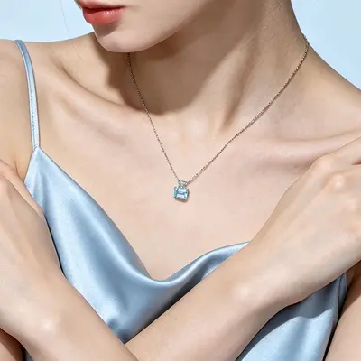 S925 gümüş akvamarin parfüm şişesi kolye