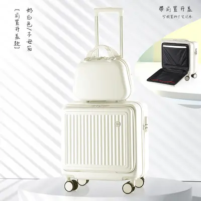 Universal Wheeled Front-Opening Trolley Luggage 18 Inch Small Boarding Bag Travel Suitcase for Men and Women Carry-on Luggage Mommy Bag Password Lock Box - 11