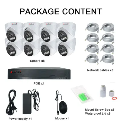 8CH Kamera Kiti Su Geçirmez Tam Renkli Ip Cctv POE Kamera APP Üzerinden Uzaktan İzleme ve Oynatma - 5