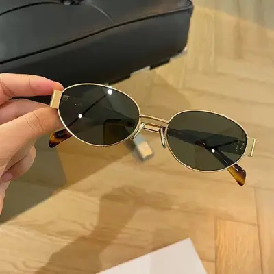 Çok Çeşitli Sınır Ötesi Yeni Model Arc de Triomphe Güneş Gözlüğü Oval Metal Çerçeve Kadın Moda Sokak Fotoğrafçılığı Güneşlik Gözlük 8822 - 9