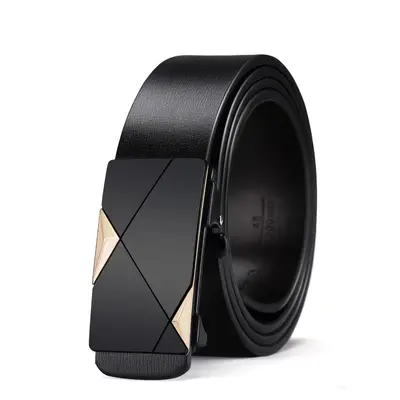 New foreign trade cross-border best-selling seamless alloy automatic buckle two-layer genuine cowhide men's belt in stock - 12