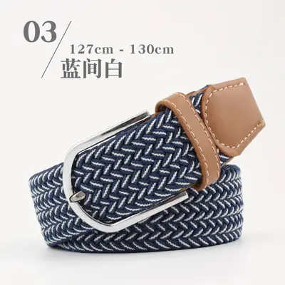 Extended version elastic woven elastic belt men and women leather canvas belt needle buckle belt wholesale in stock - 12