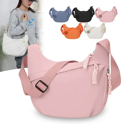 2026 New Nylon Single Shoulder Bag Large Capacity Fashion Minimalist Korean Style Crossbody Bag Trendy Versatile Portable Dumpling Bag
