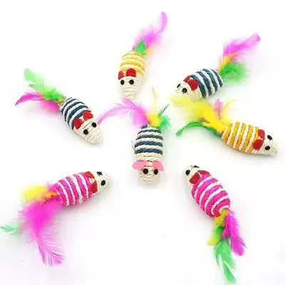 Durable Sisal Cat Ball with Squeaker, Molar Stick and Catnip Teaser Wand - 9