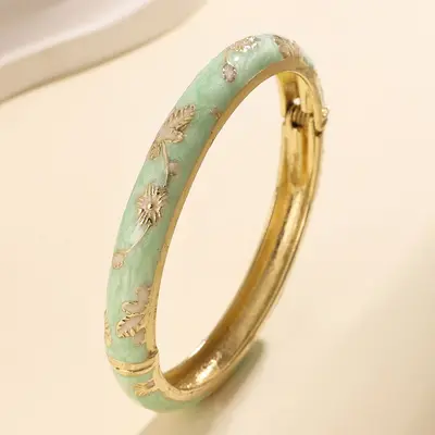 Avrupa ve Amerika Sınır Ötesi Yeni Model Çin Tarzı Küçük Çiçek Cloisonné Bilezik Mine Renkleri İnce Çiçek Vintage Damlama Yağlı Bilezik - 13