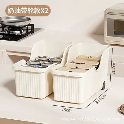 Multi-functional kitchen storage box household pot lid rack storage shelf cabinet spice various storage rack plastic storage basket - 8